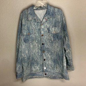 Fun 80s Vintage Stonewashed Denim Looking‎ Lightweight Jacket - Men's 2XL